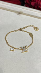 Louis Vuitton LV white enamel letter gold bracelet-3643