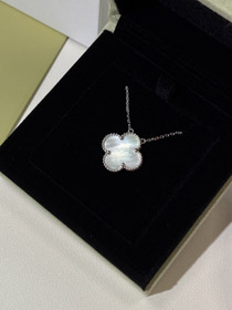 Van Cleef & Arpels four-leaf clover white wide necklace-3788  